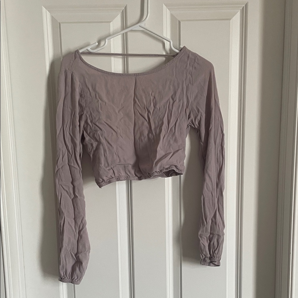 Tobi Lavender Long Sleeve Crop Top